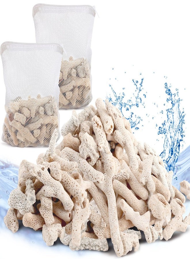 U0U 1.1 رطل/500 غرام من المرجان المطحون لأحواض أسماك المياه العذبة، مرجان مطحون طبيعي لأحواض الأسماك مع عبوتين من أكياس الشبكة، مرجان مطحون قابل لإعادة الاستخدام لفلتر حوض السمك وتوازن درجة الحموضة (1.1 رطل) - Image 1